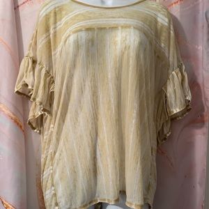 Lucky Brand Striped Yellow Top